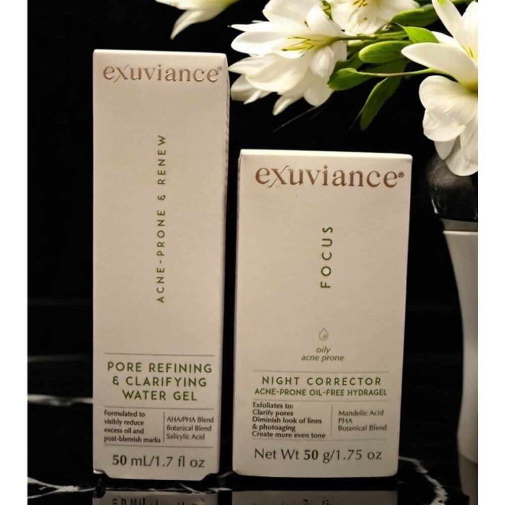 EXUVIANCE Night Corrector + Clarifying Water Gel NEW IN BOX